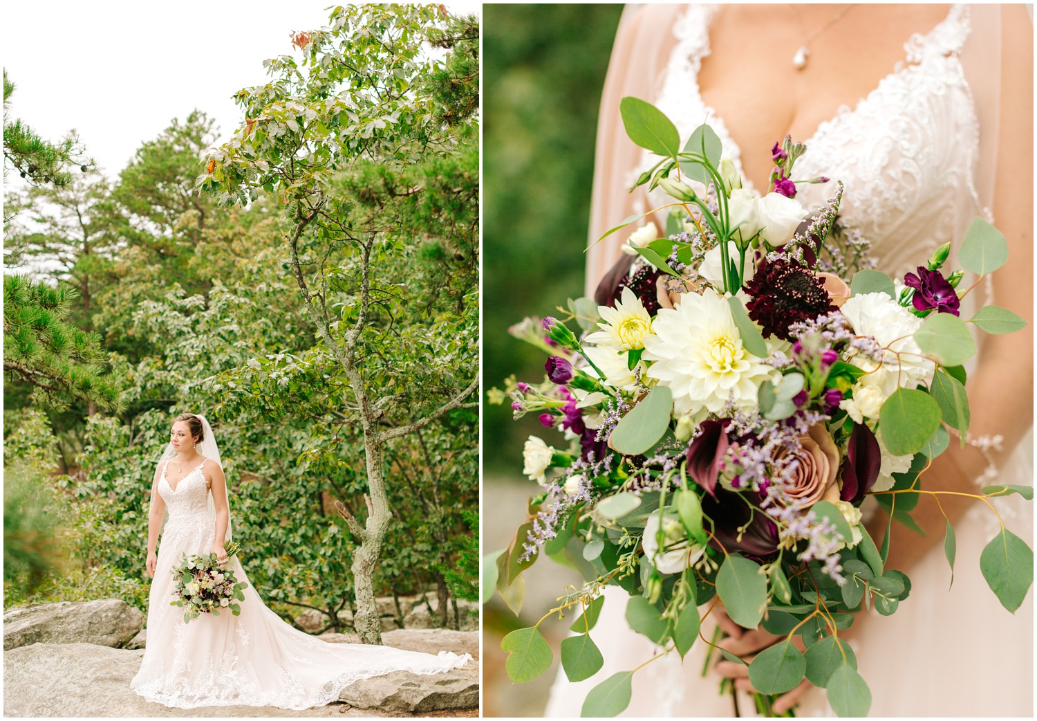 Pilot Mountain bridal session with bouquet 