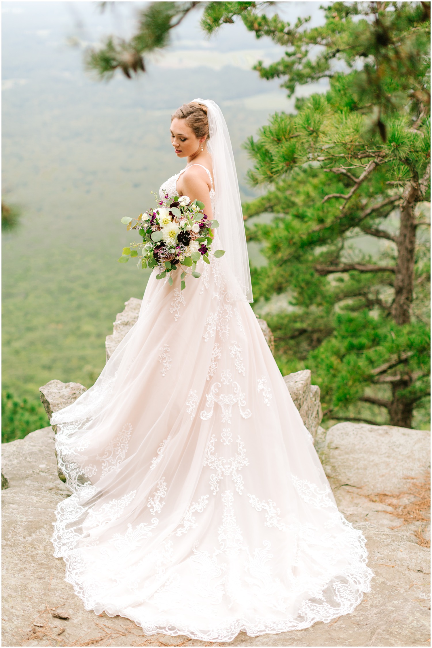 Pilot Mountain bridal session with NC bride