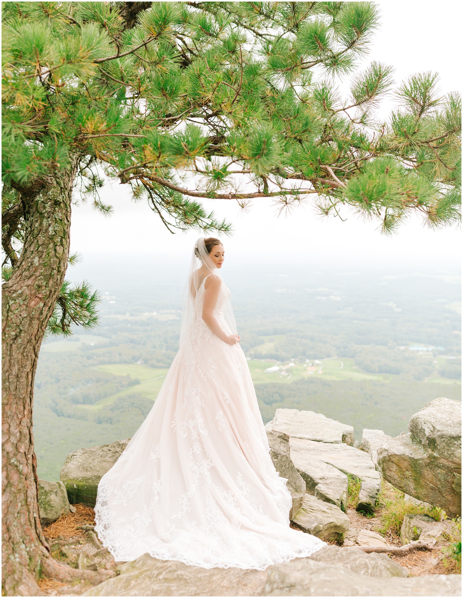 classic bridal portrait on Pilot Mountain