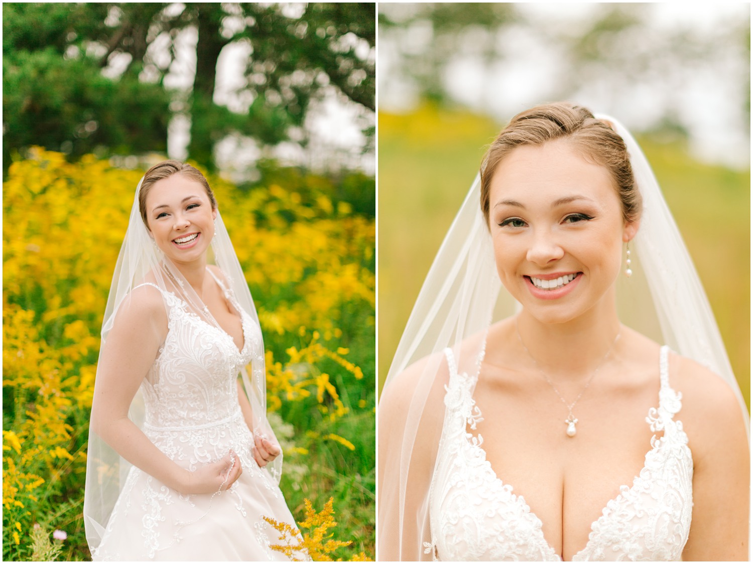 bride with veil laughs during Pilot Mountain bridal session