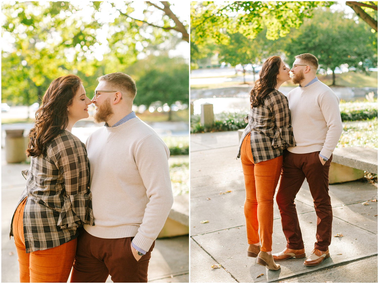 cozy fall engagement session in Marshall Park 