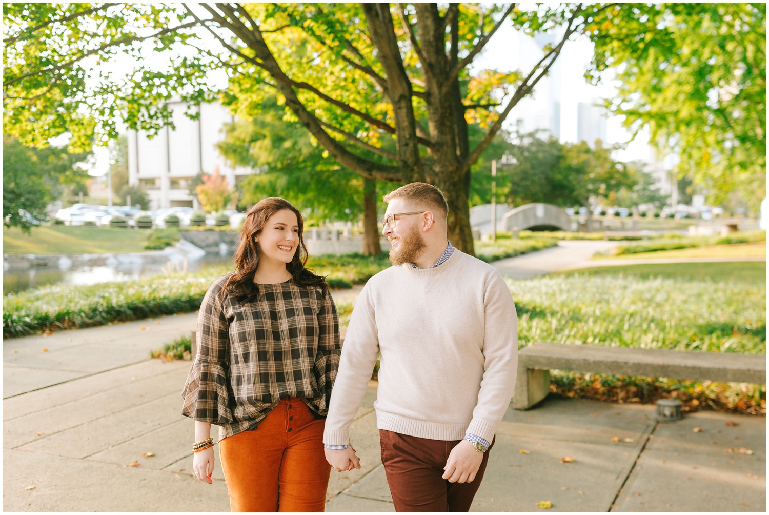 fall Charlotte Engagement Session at Marshall Park