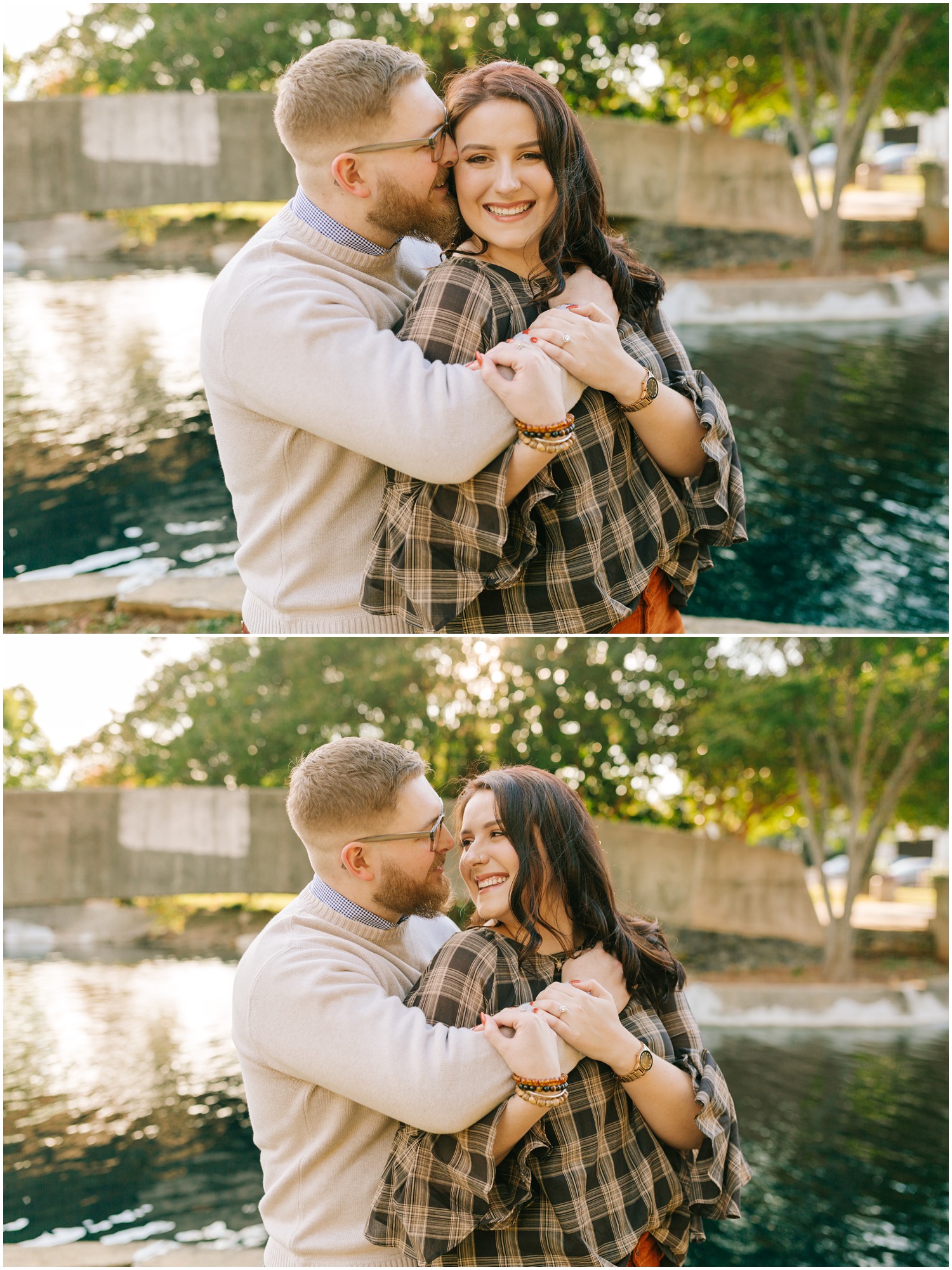 riverfront engagement session in Charlotte NC park