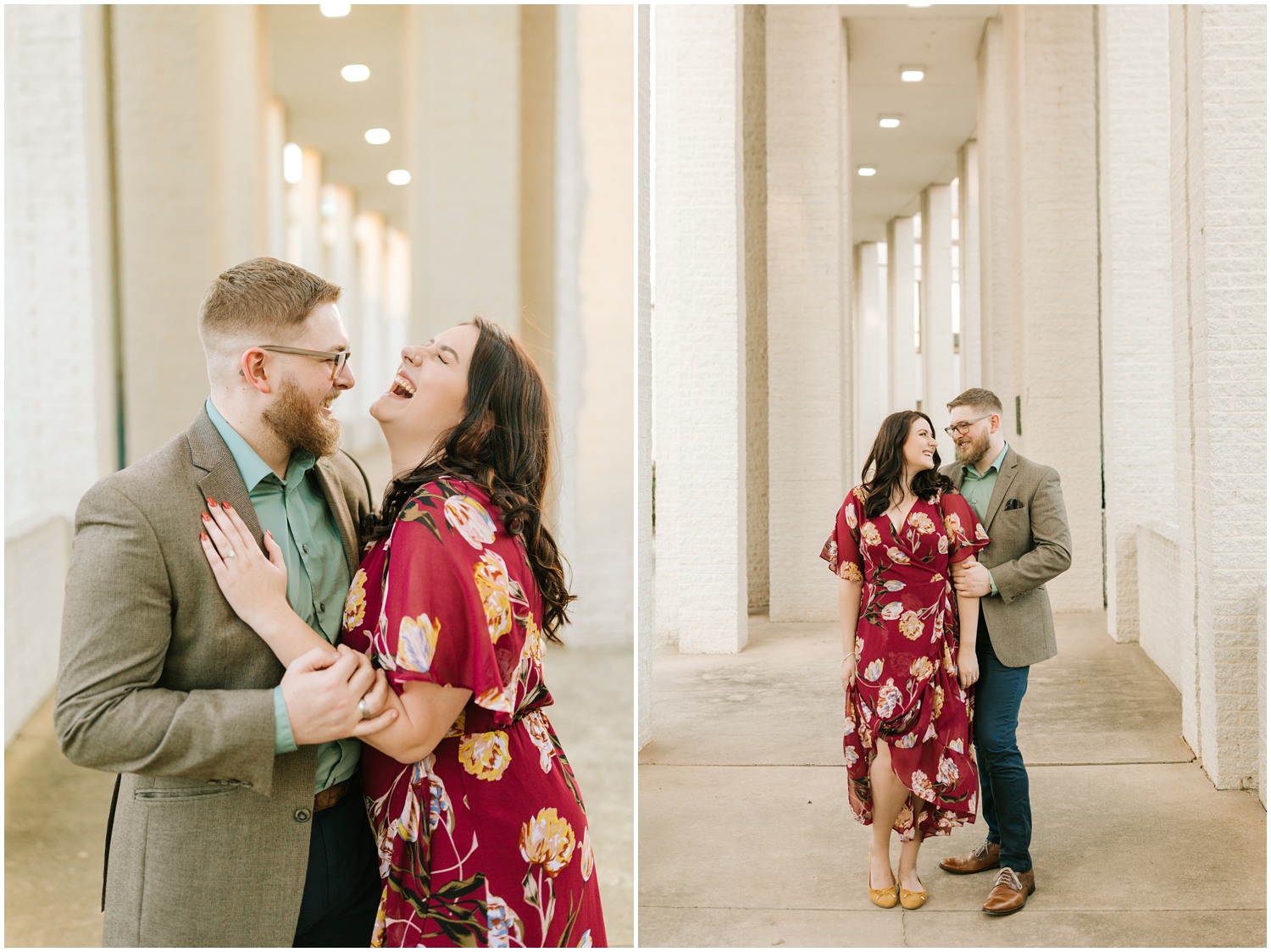 Uptown Charlotte NC engagement session with happy couple