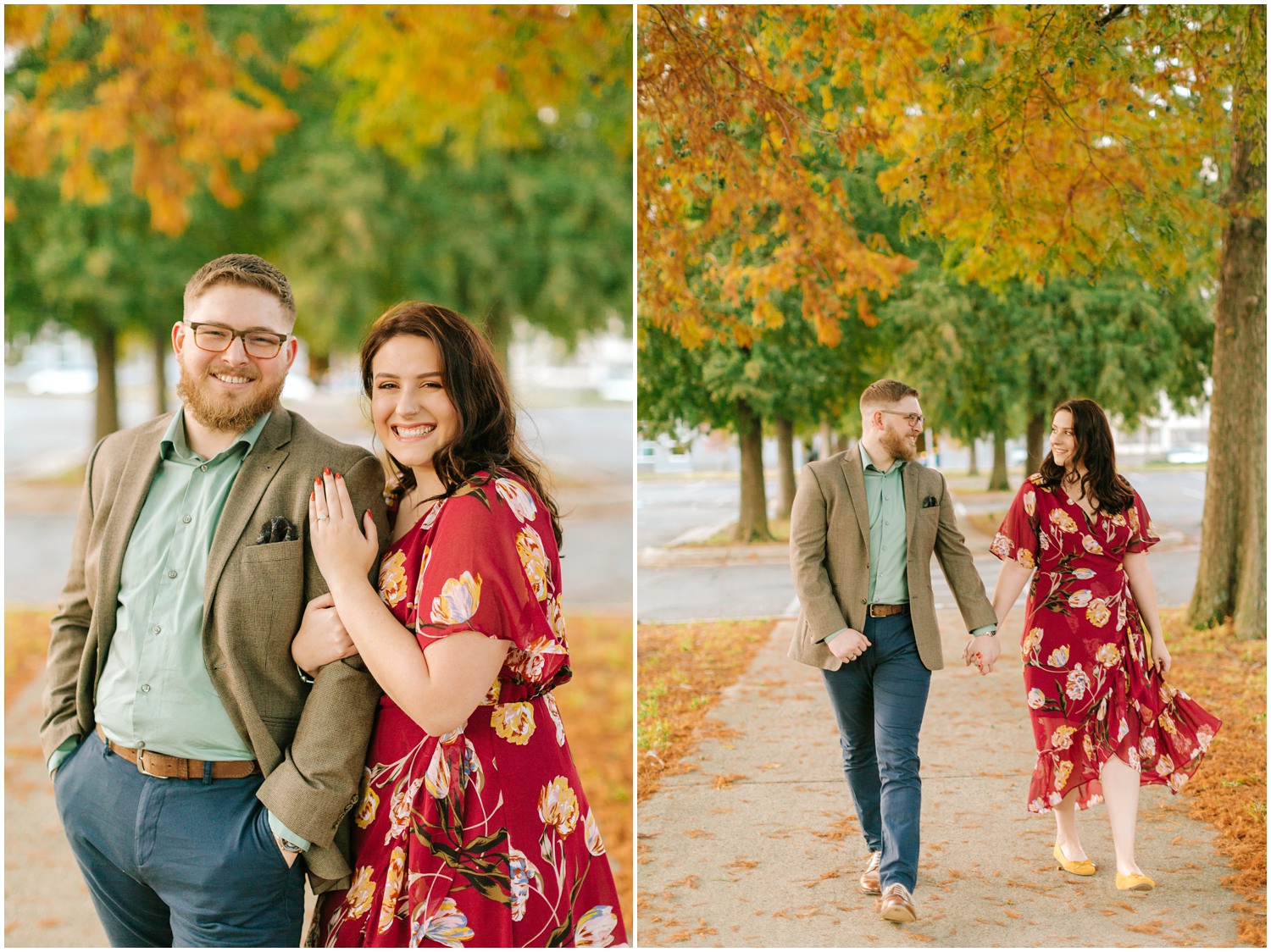 fall engagement session in Uptown Charlotte NC