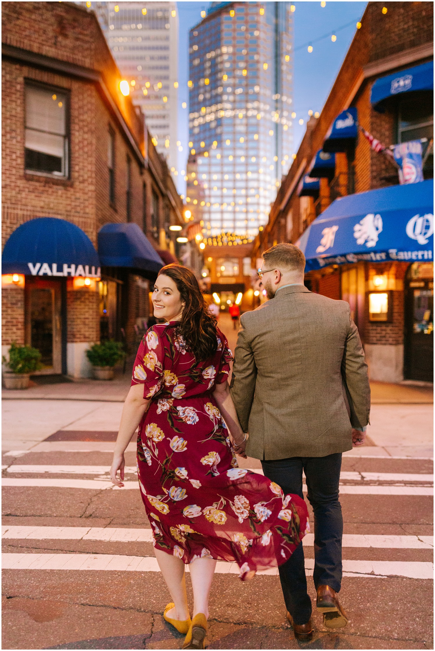 uptown Charlotte engagement session at night 