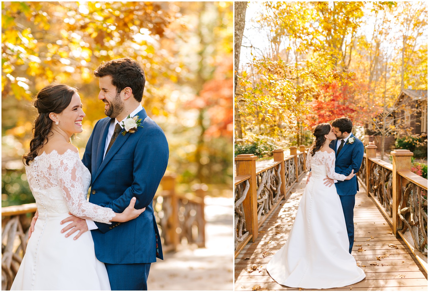 North Carolina wedding day first look at Lake Eden Events