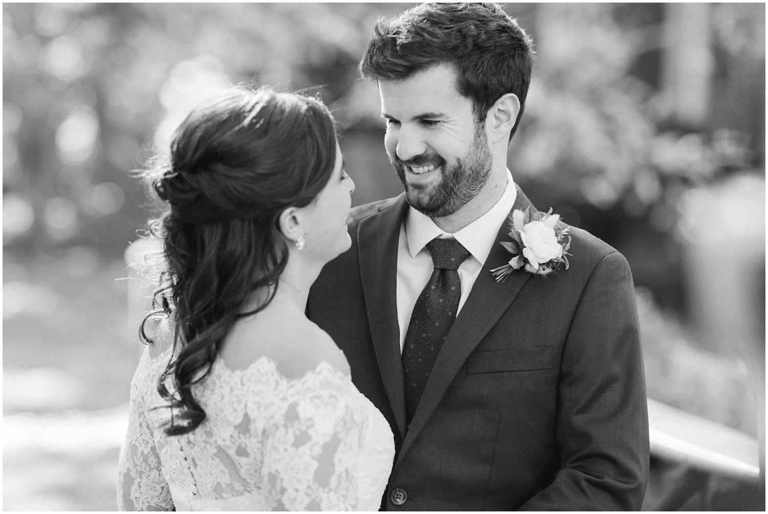 bride and groom laugh during wedding portraits at Lake Eden Events with Chelsea Renay