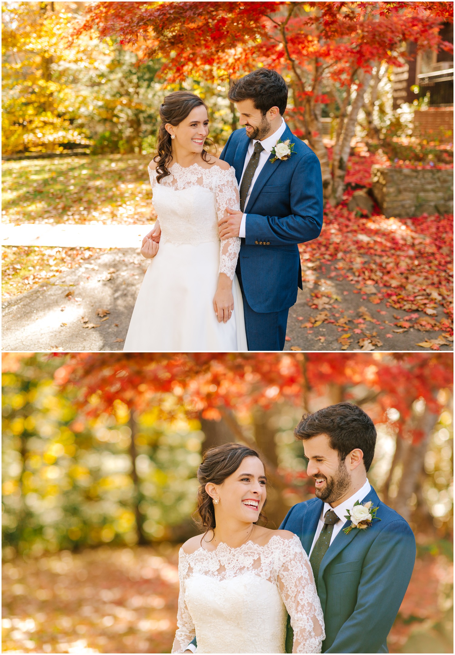 Asheville NC wedding portraits by red trees by Chelsea Renay