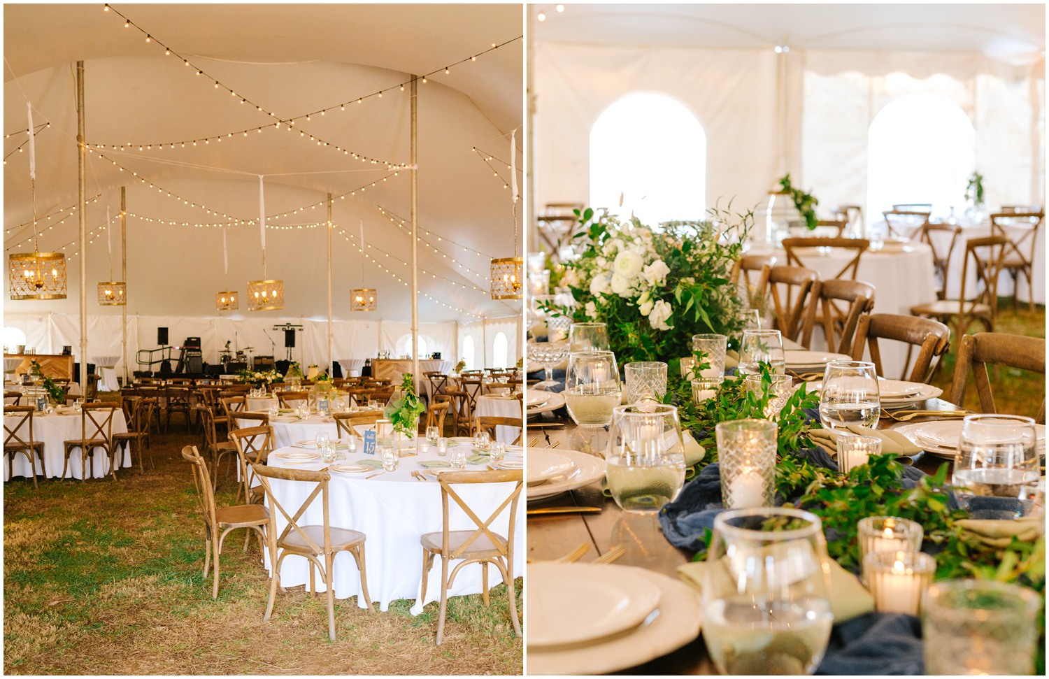 rustic wedding reception under tent in Black Mountain NC