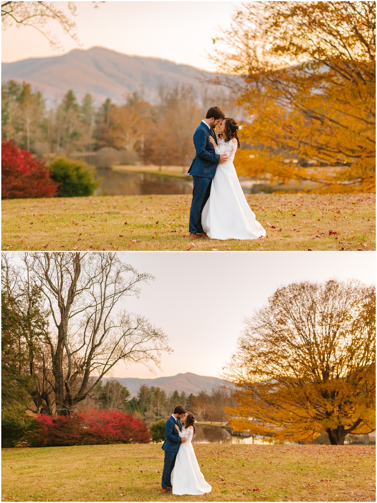 scenic fall wedding at Lake Eden Events with Asheville NC wedding photographer Chelsea Renay
