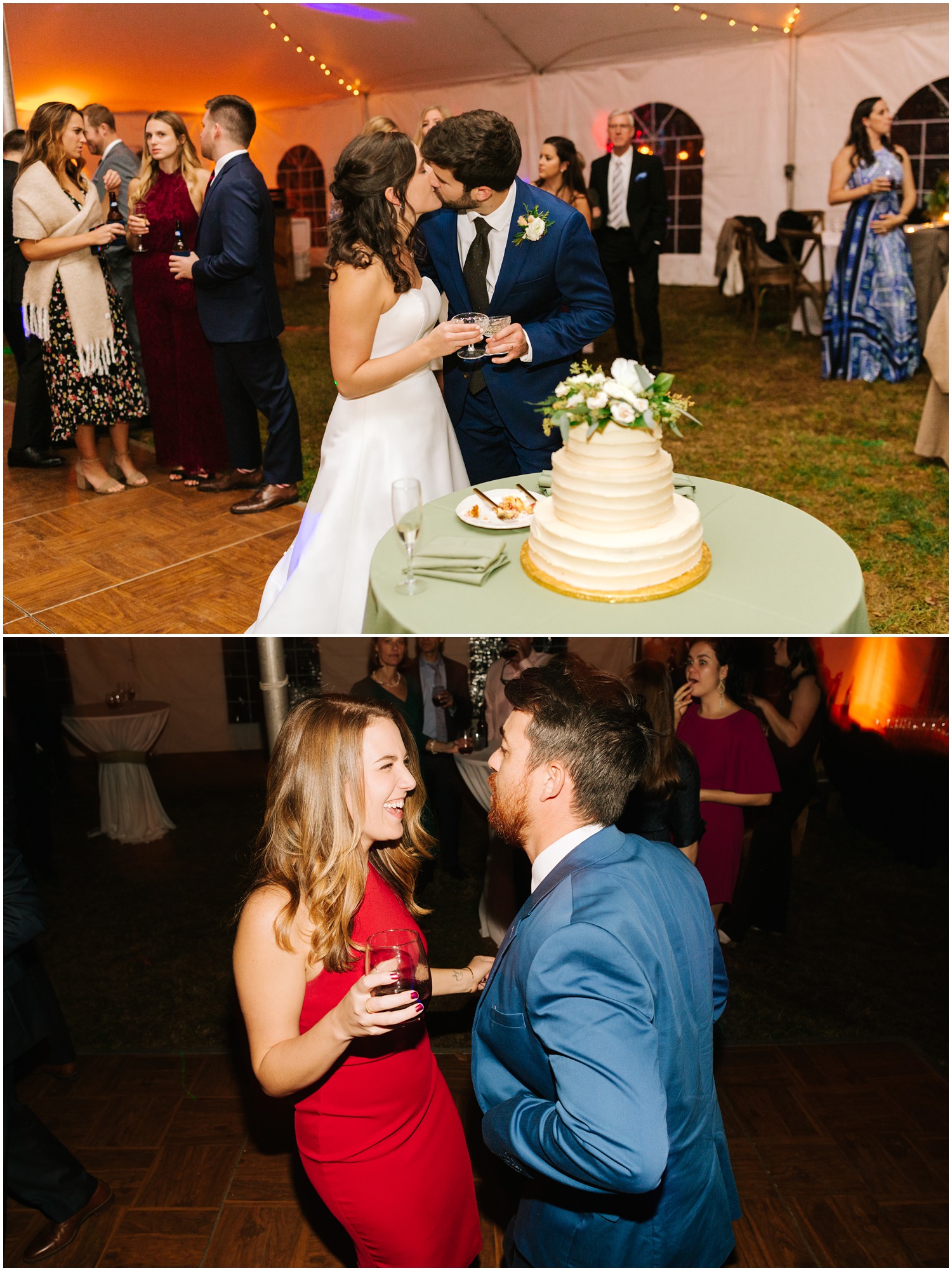 cake cutting at Lake Eden Events wedding reception