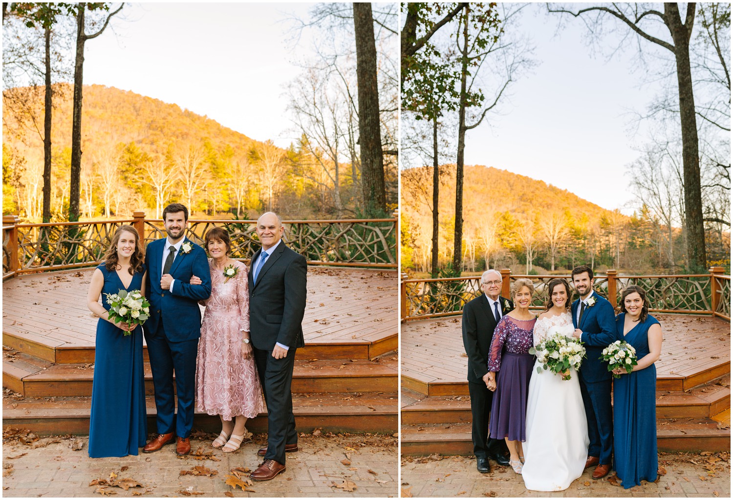 family portraits at Lake Eden Events for NC wedding day