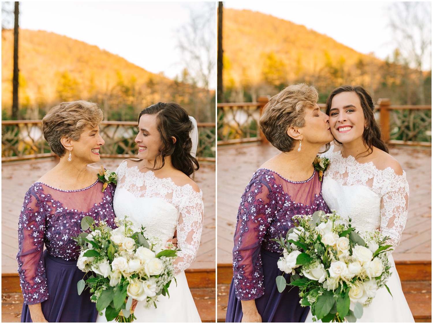 bride and mom pose for Chelsea Renay in Asheville NC