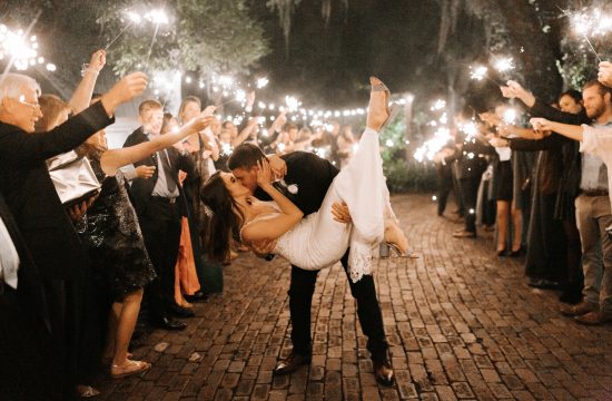 Destination Wedding Photographer Chelsea Renay captures sparkler exit photos for a couple on their wedding day.