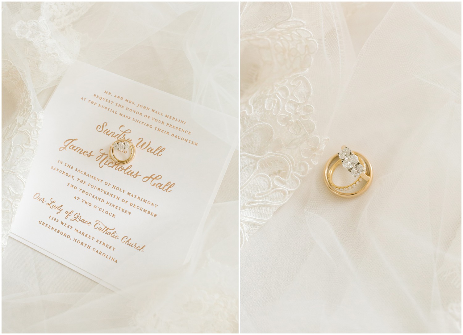 winter wedding invitation with gold writing photographed by Chelsea Renay Photography