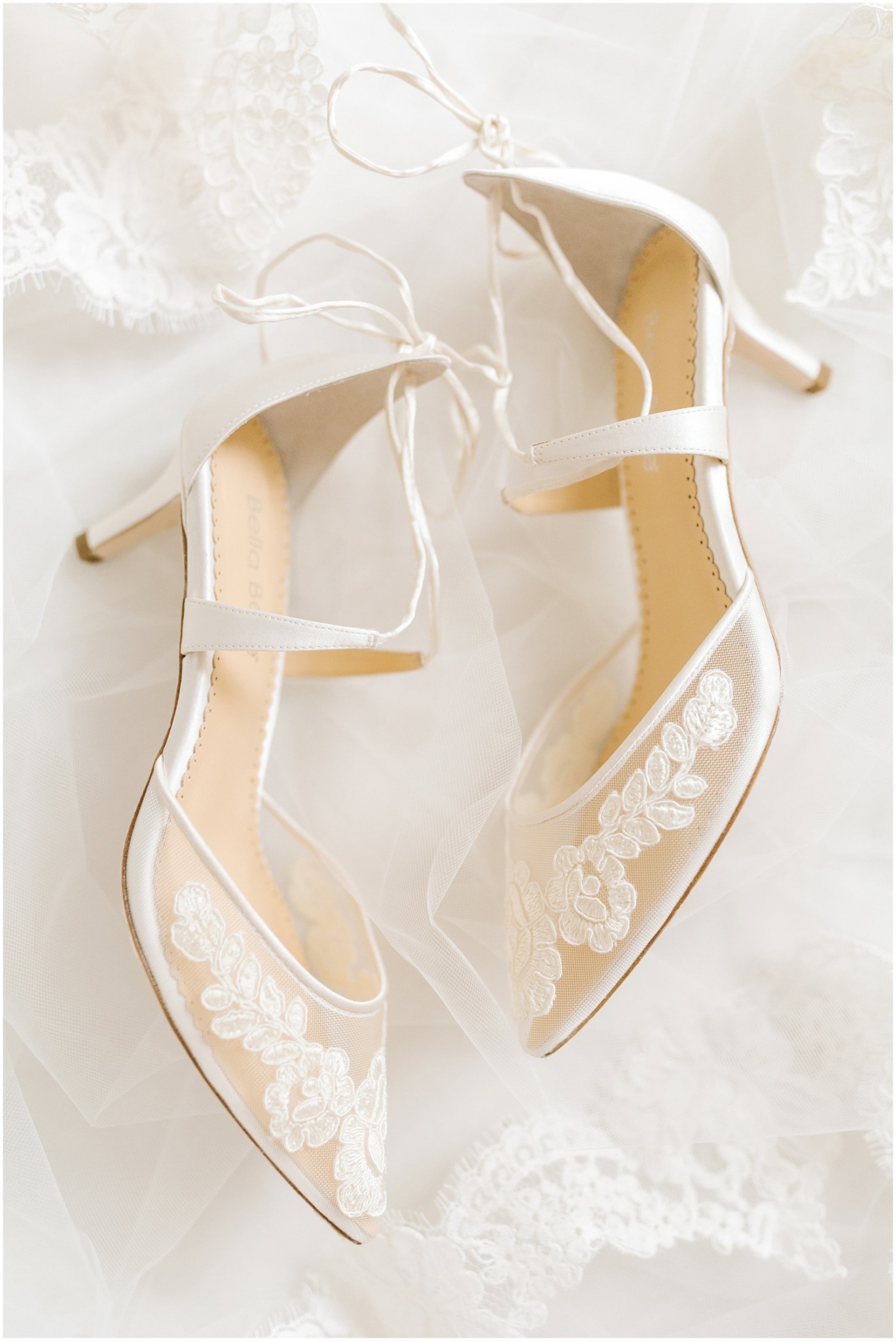 Chelsea Renay Photography phtoographs lace shoes for NC bride