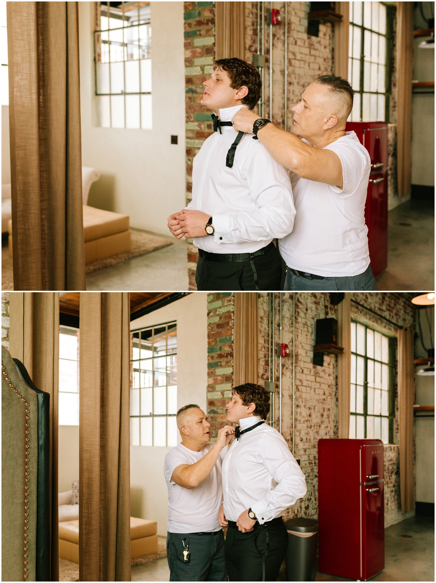 groom prepares for wedding day with father photographed by Chelsea Renay Photography