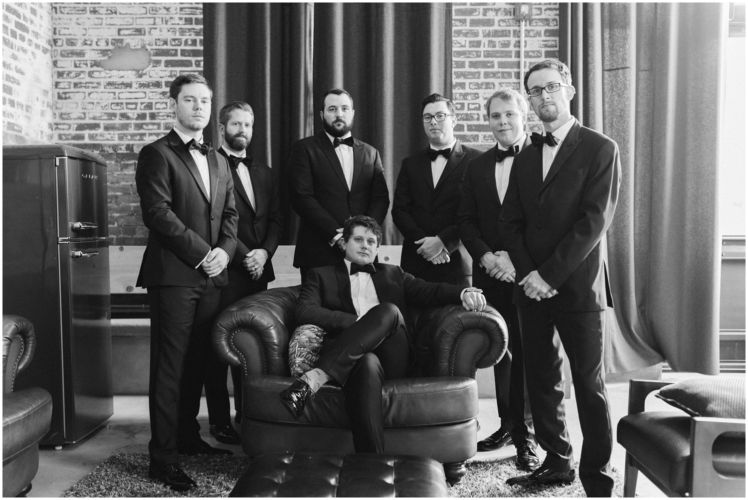 black and white portrait of groomsmen by Chelsea Renay Photography