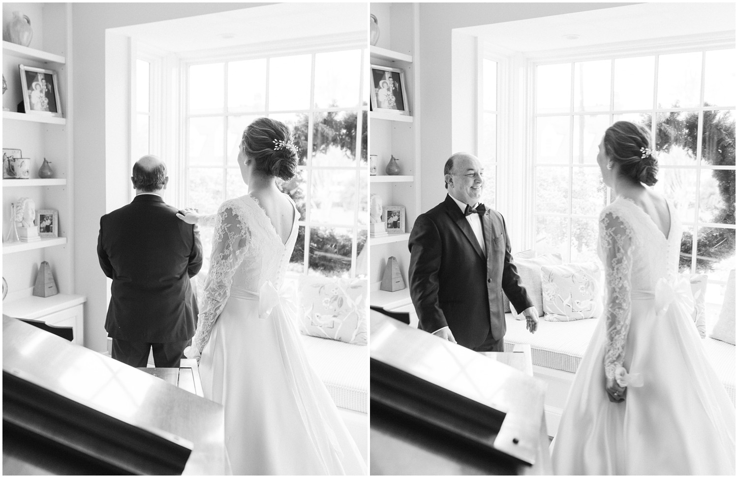 father sees daughter for the first time during first look in NC photographed by Chelsea Renay Photography