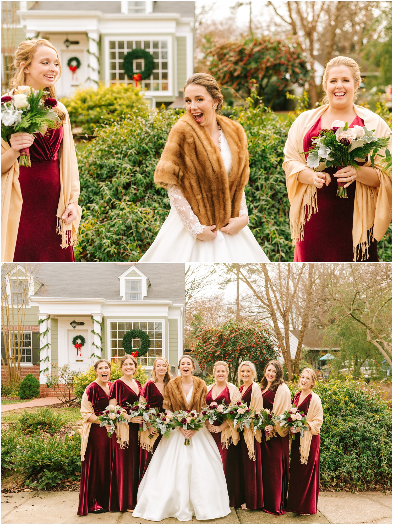 bride shoes off tan fur for winter wedding photographed by Chelsea Renay Photography