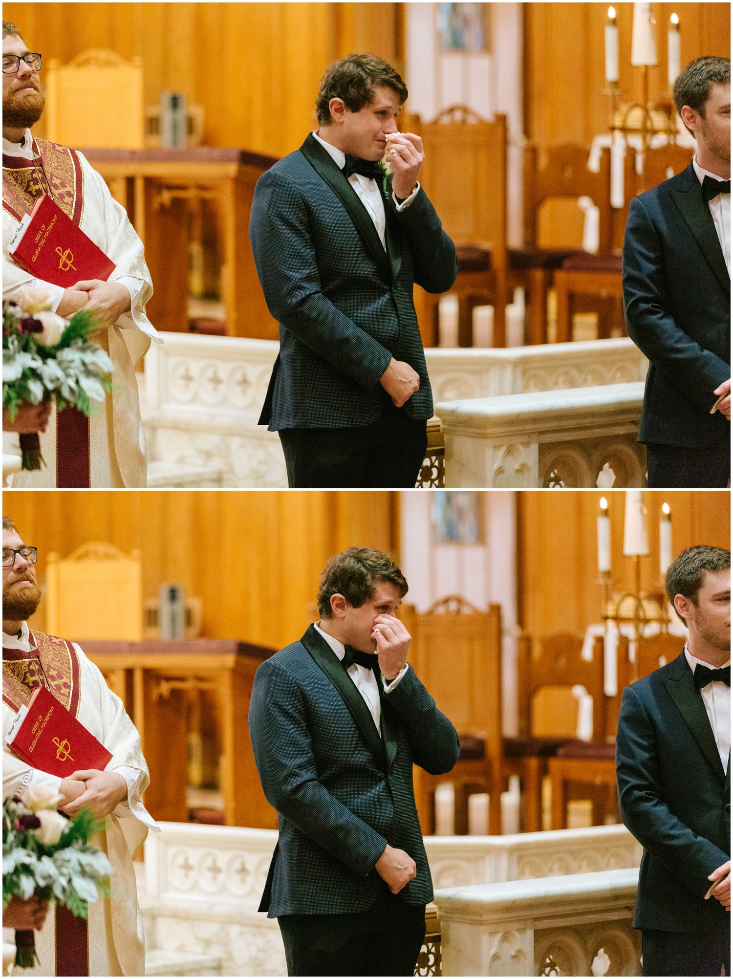 groom cries when he sees bride for the first time photographed by Chelsea Renay Photography