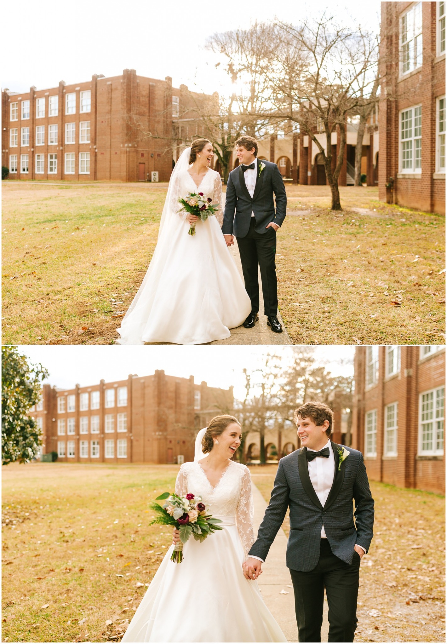Greensboro NC wedding portraits outside during the winter with Chelsea Renay Photography