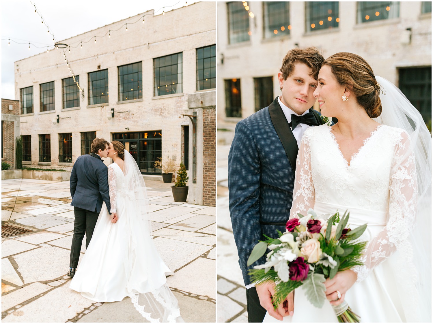 romantic winter wedding portraits of bride and groom in Greensboro NC by Chelsea Renay Photography