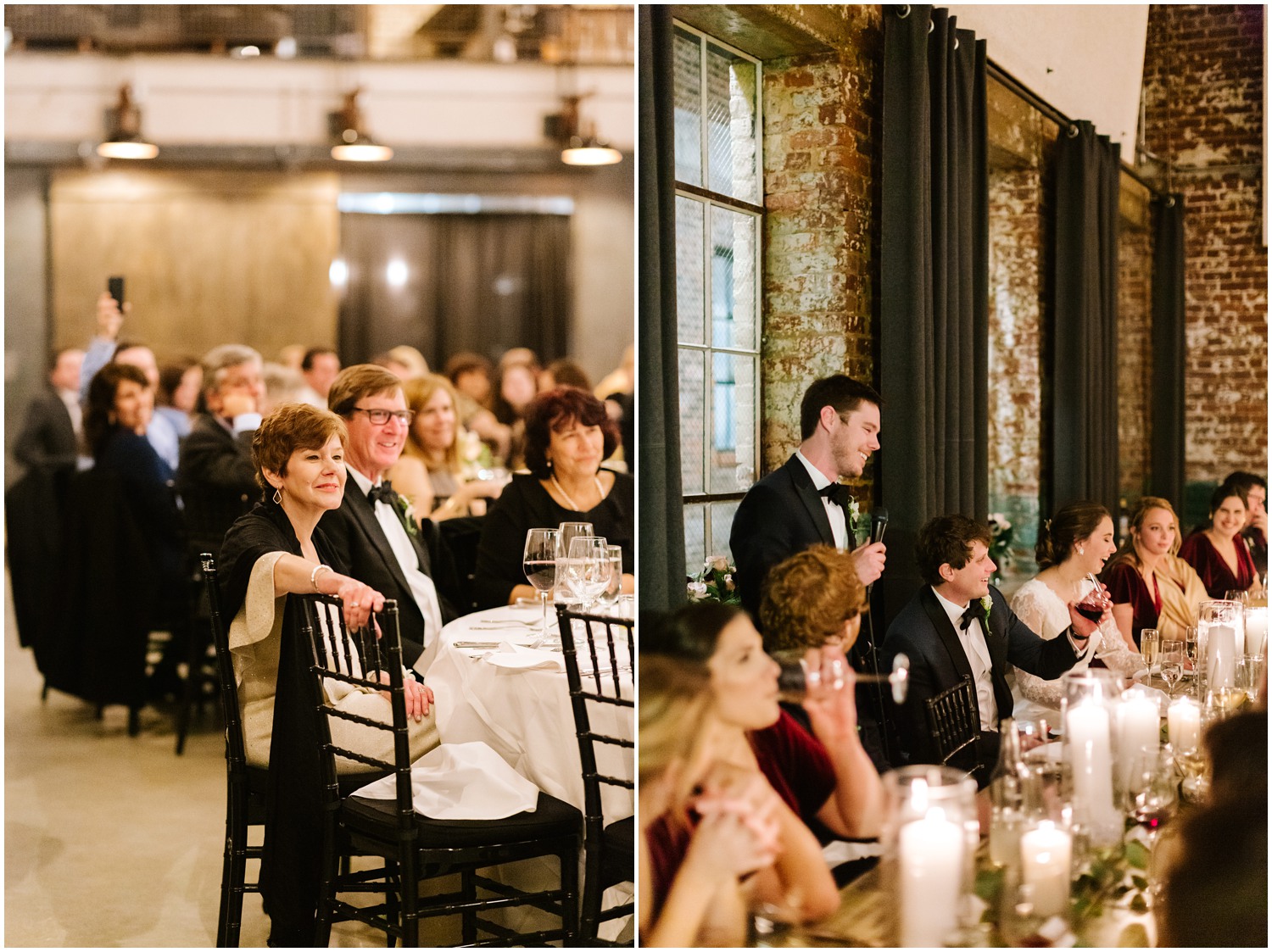 Chelsea Renay Photography photographs wedding toasts at the Cadillac Service Garage in NC