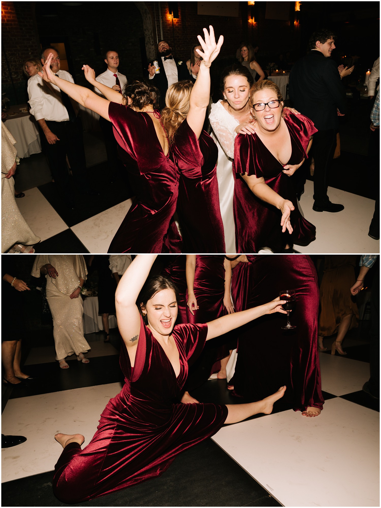 bridesmaids enjoy dance floor in North Carolina photographed by Chelsea Renay Photography