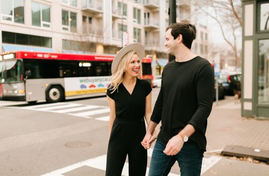 Photographer Chelsea Renay capture engagement photos of a couple in Downtown Raleigh