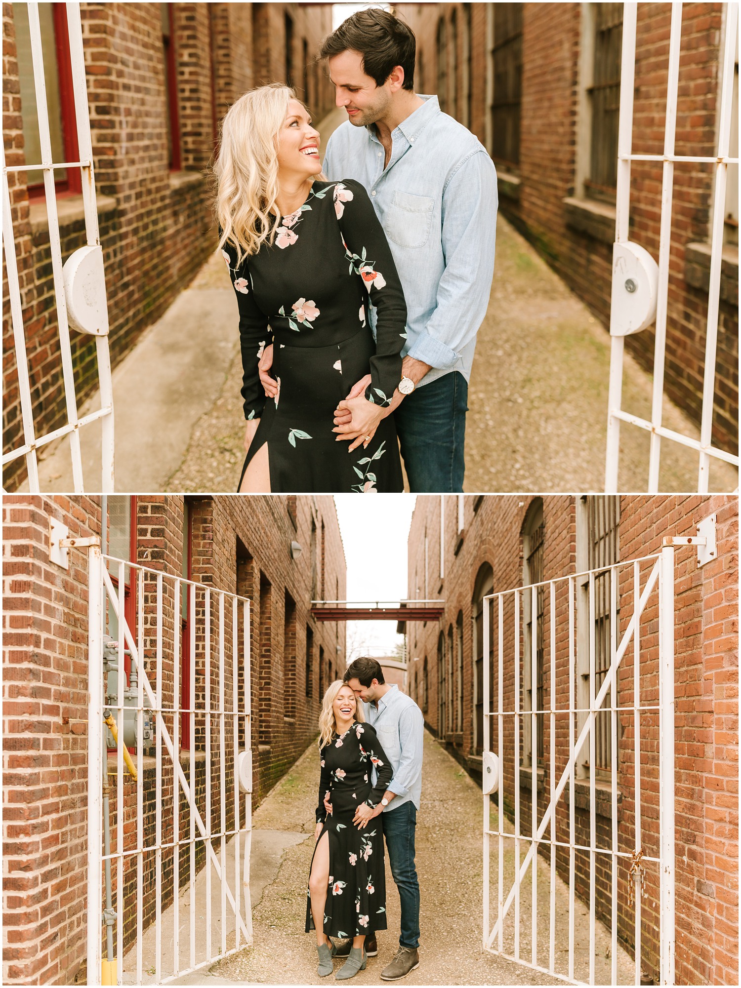 North Carolina engagement session in brick alley photographed by Chelsea Renay 