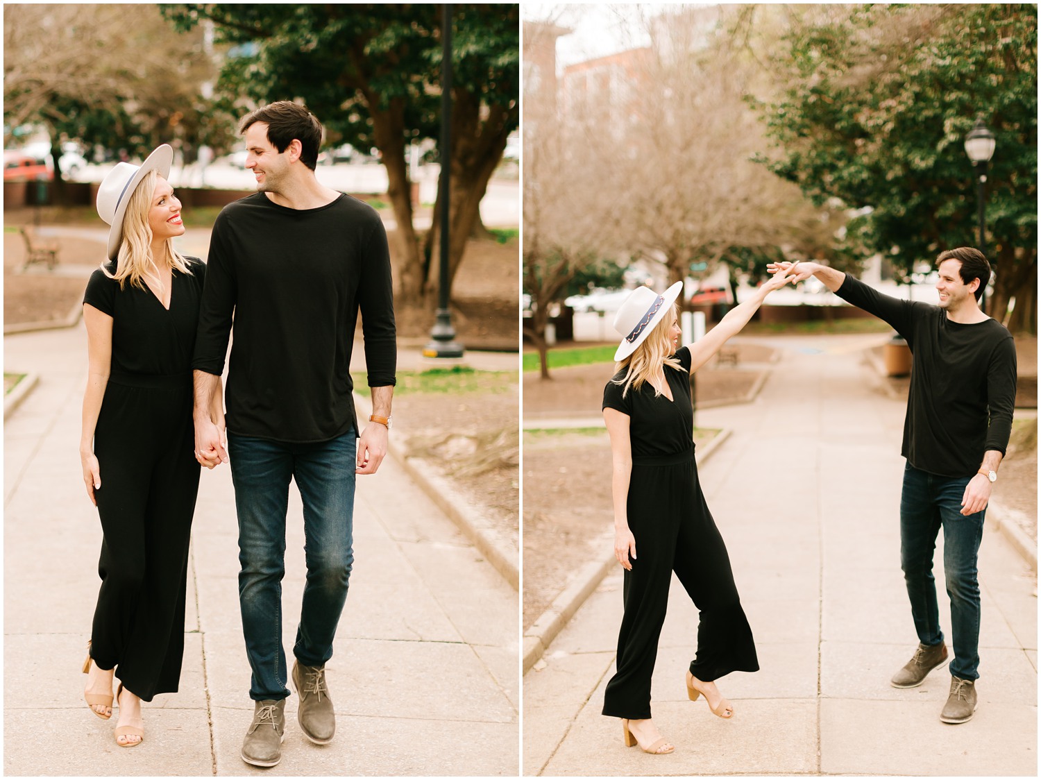 Downtown Raleigh Engagement Session with casual outfits photographed by Chelsea Renay