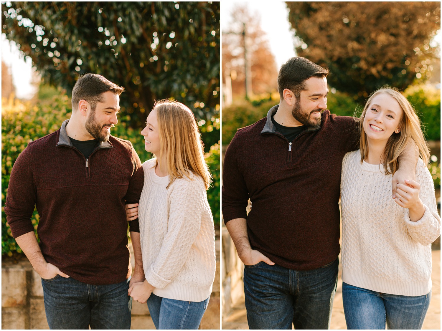 Charlotte NC engagement session in the fall at Midtown Park