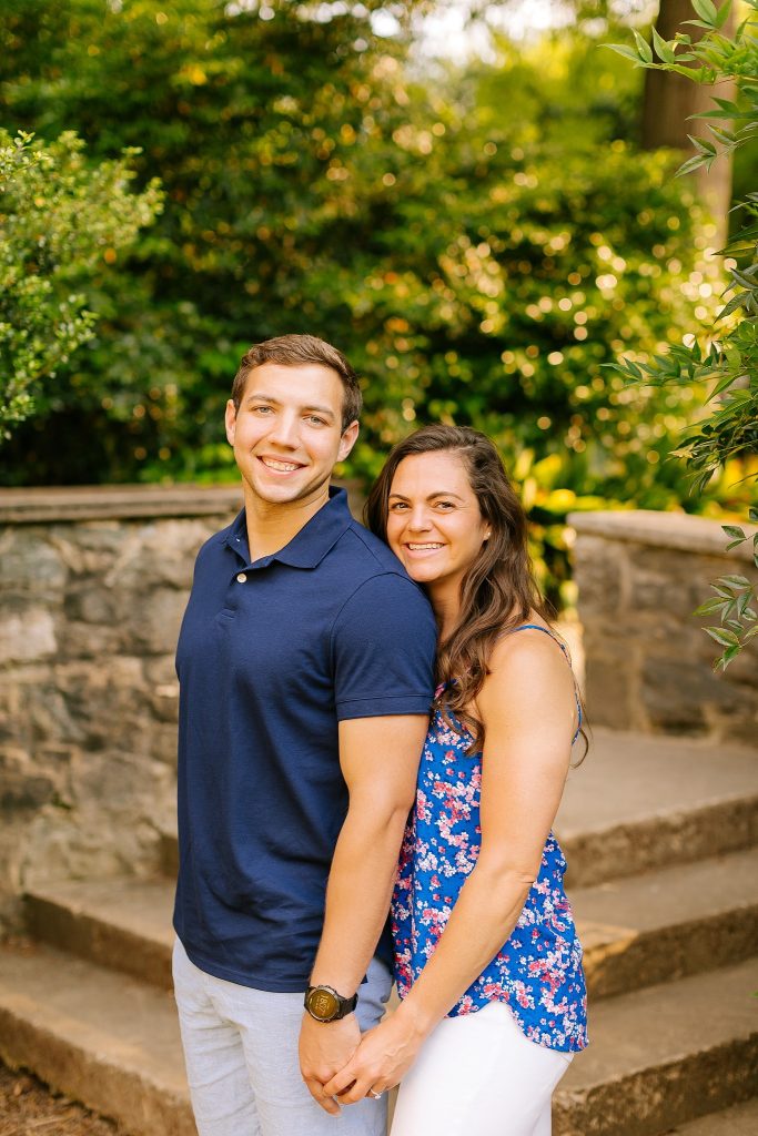 engagement portrait in Raleigh Rose Garden by Chelsea Renay