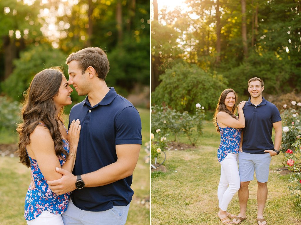 North Carolina engagement portraits at Raleigh Rose Garden with Chelsea Renay