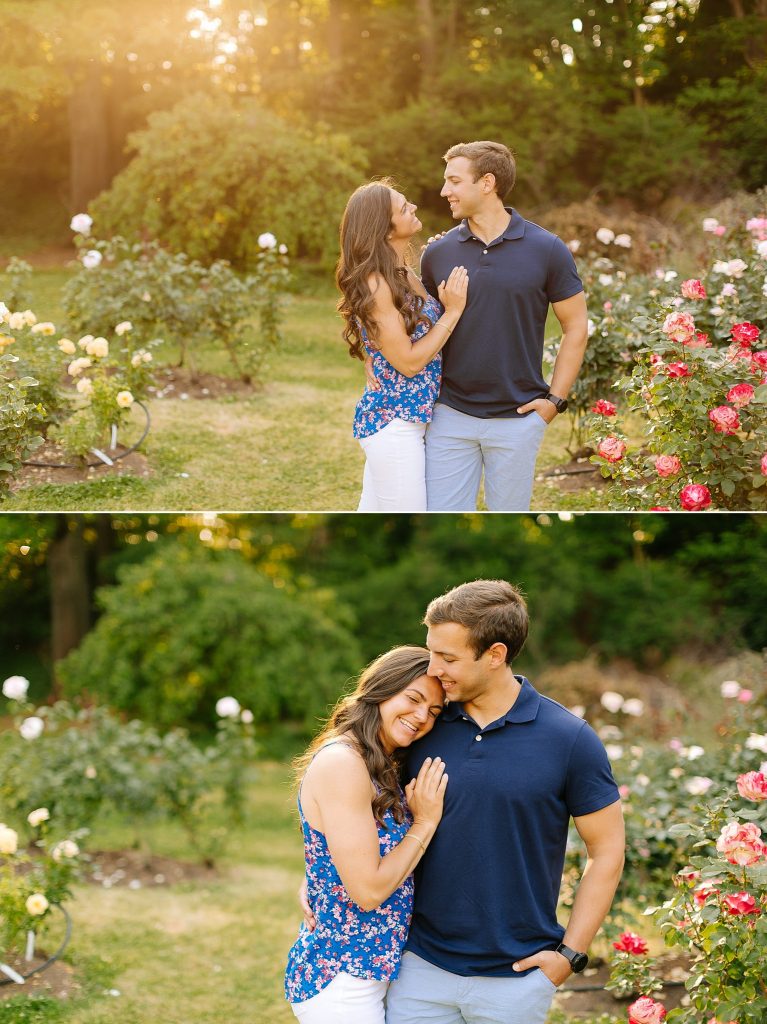 Raleigh Rose garden engagement session at sunset by Chelsea Renay