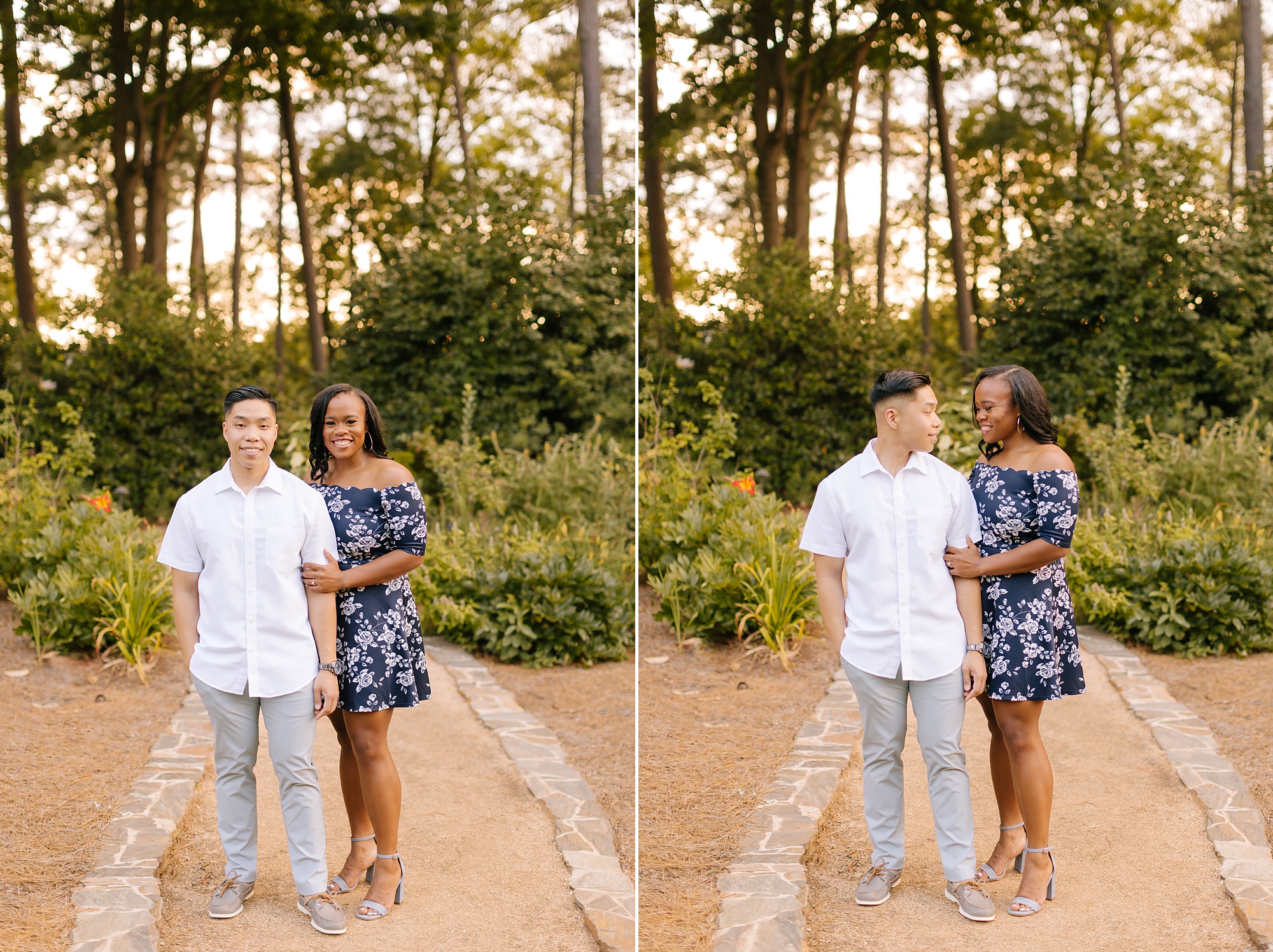sunset engagement session at WRAL Gardens in Raleigh North Carolina