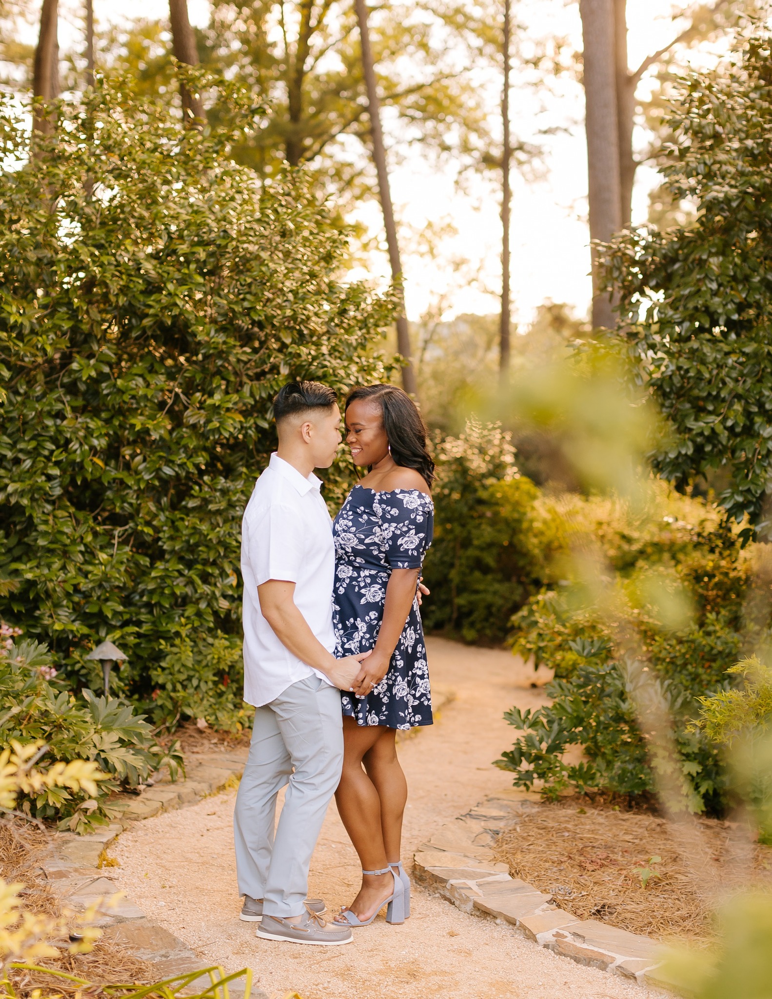 WRAL Gardens engagement photos in the summer