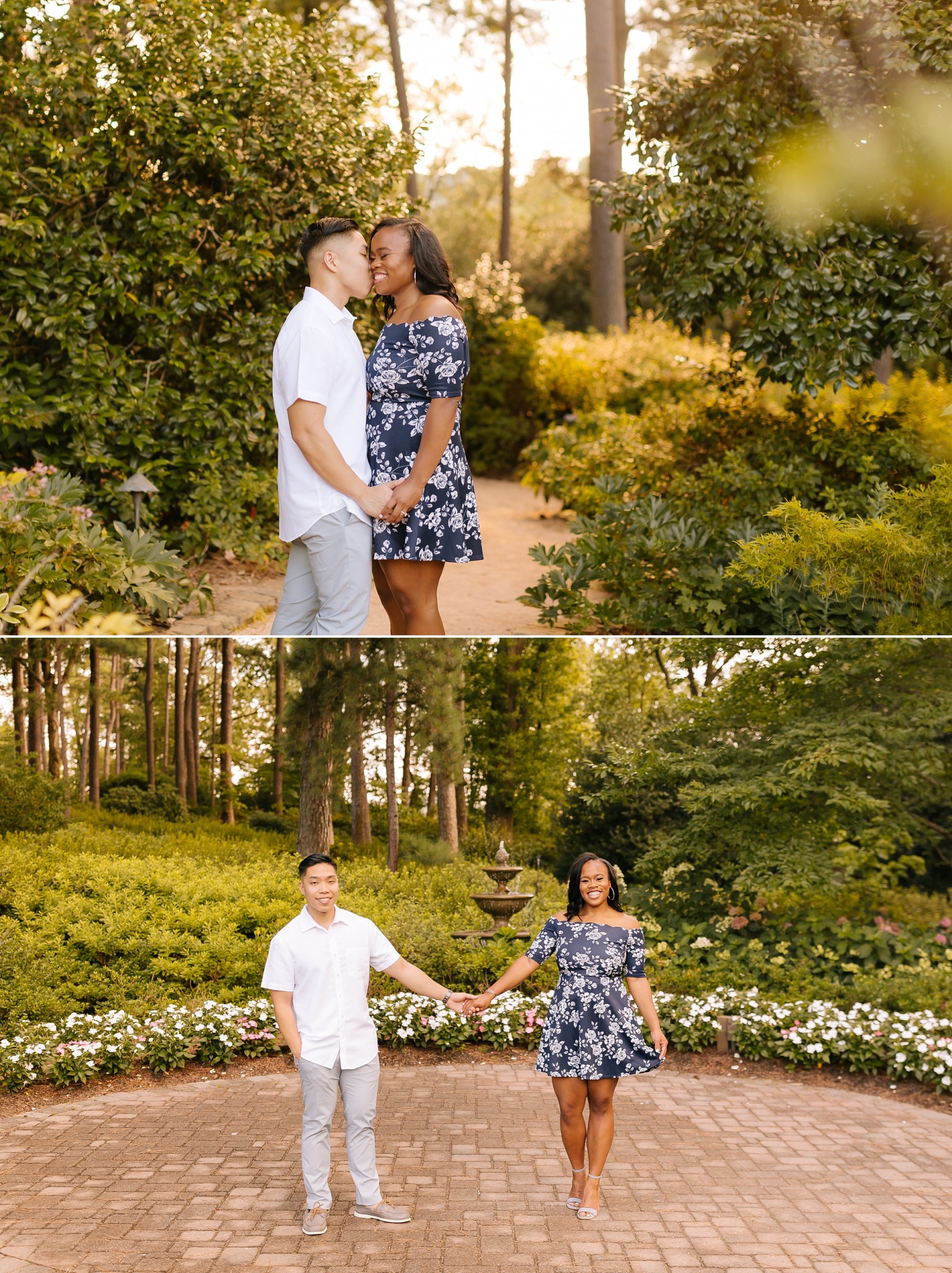 WRAL Gardens engagement portraits in the summer