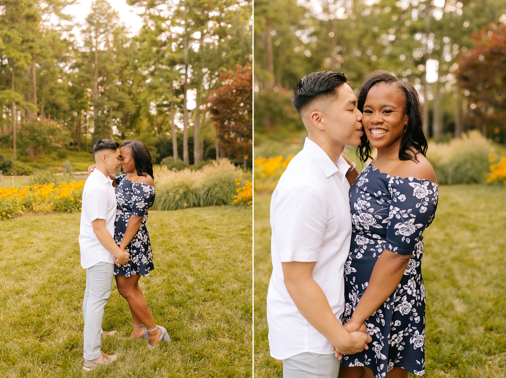 summer WRAL Gardens engagement photos