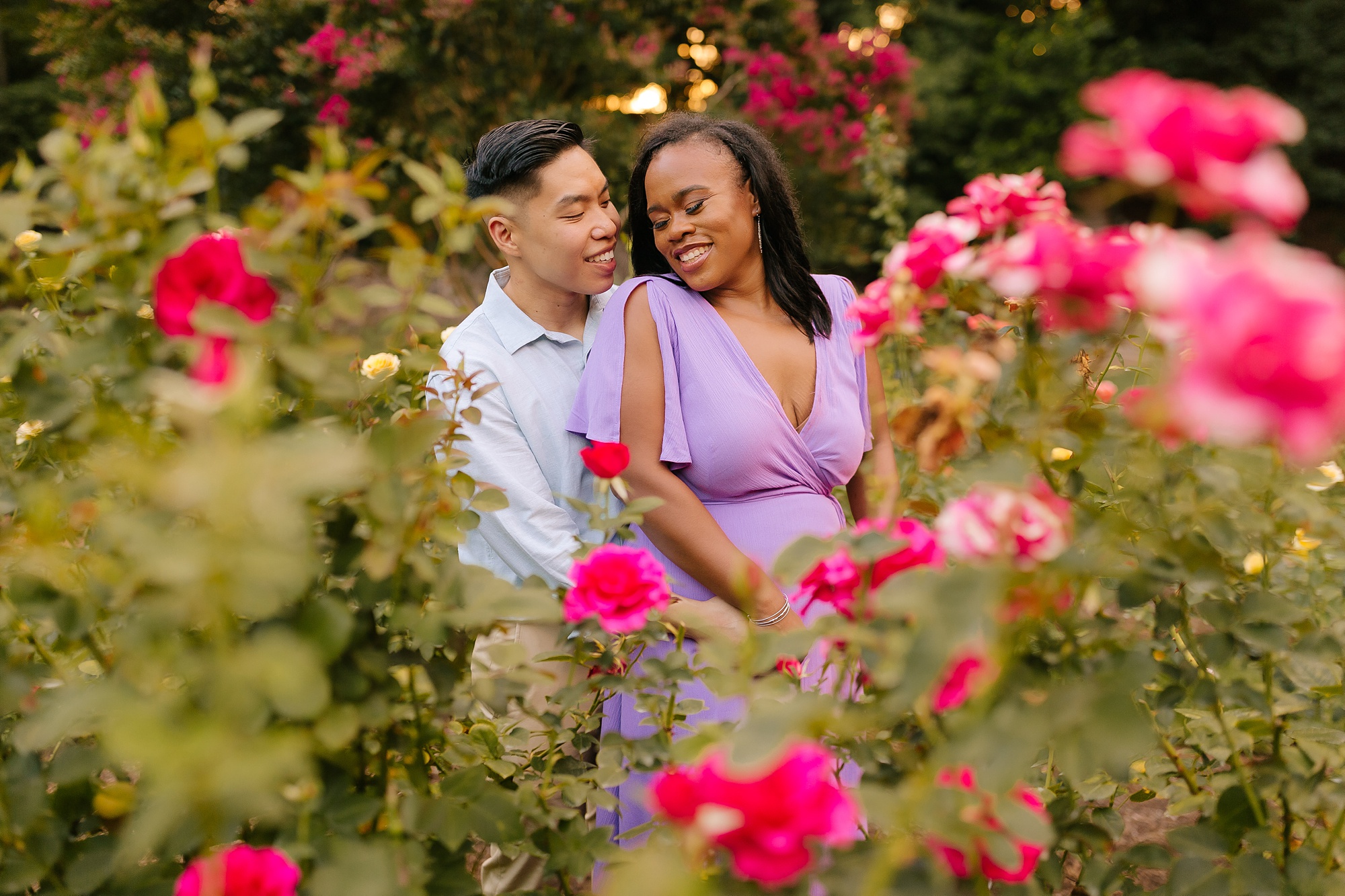 engagement portraits in rose garden with Chelsea Renay