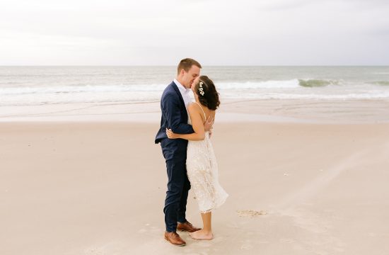 newlyweds kiss during first look on Ocracoke Island