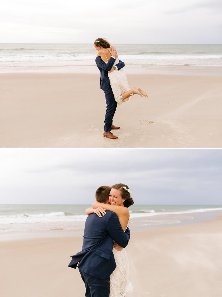 Ocracoke Island wedding day first look with Chelsea Renay