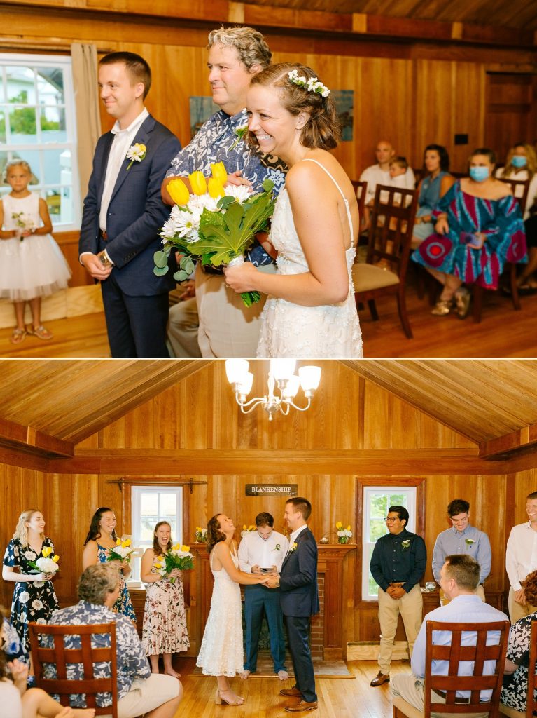 bride and groom exchange vows during Ocracoke Island