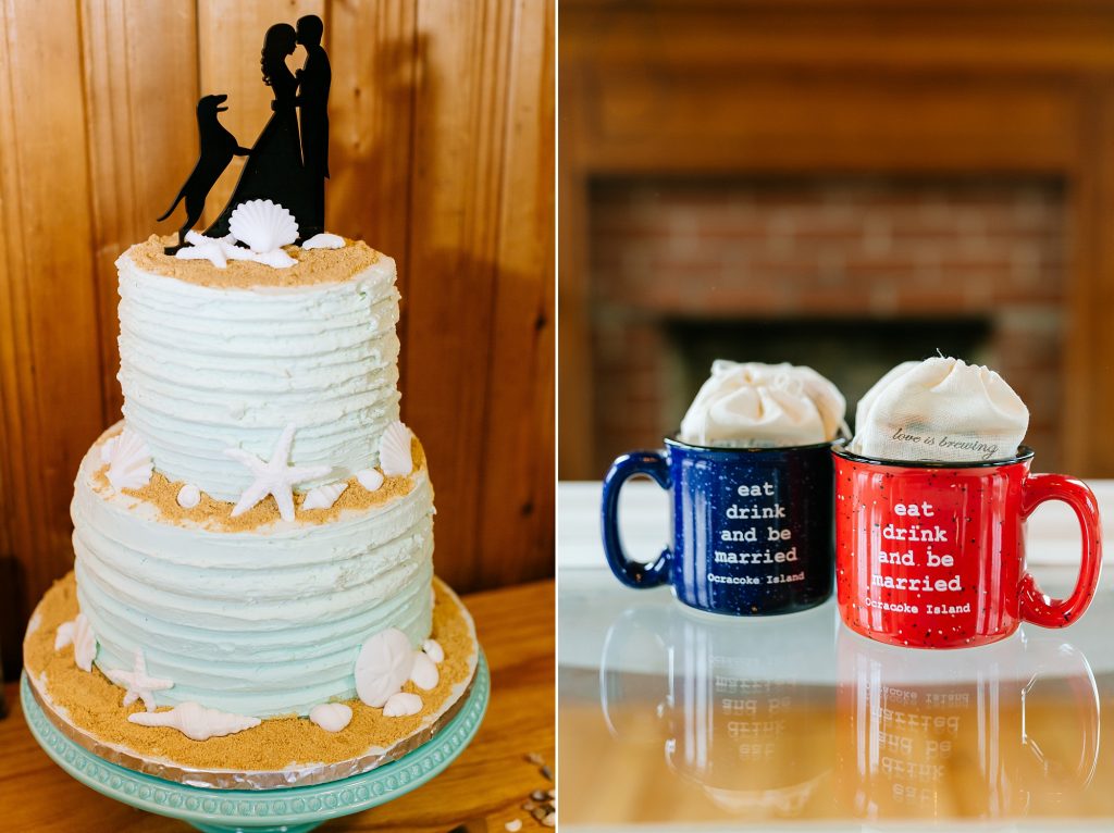 Ocracoke Island wedding cake and favors