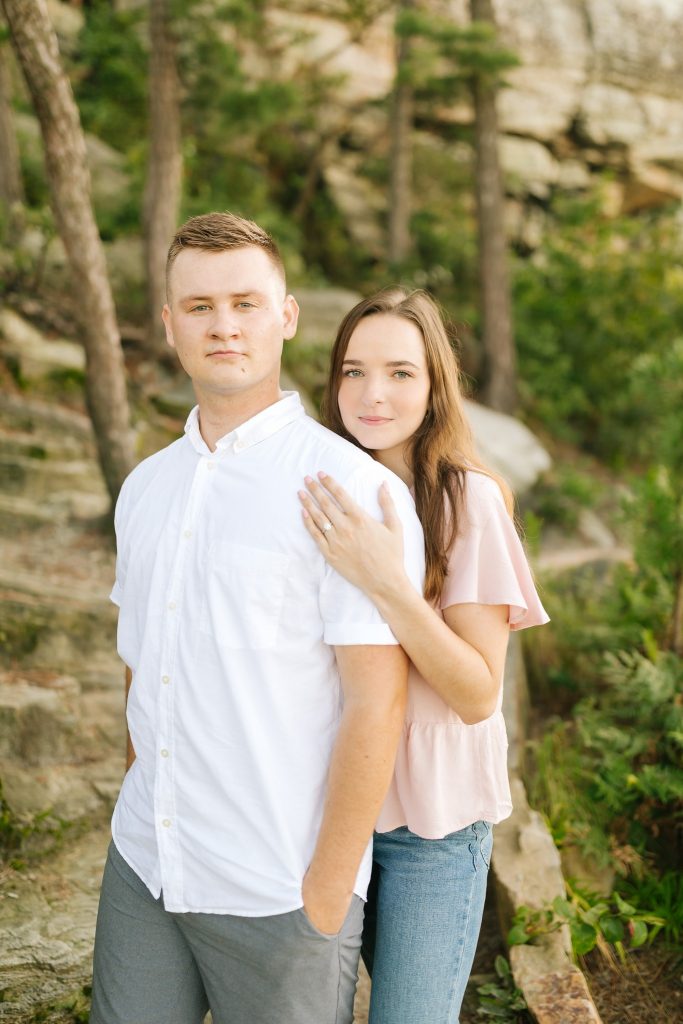 sunrise adventure engagement session in the mountains