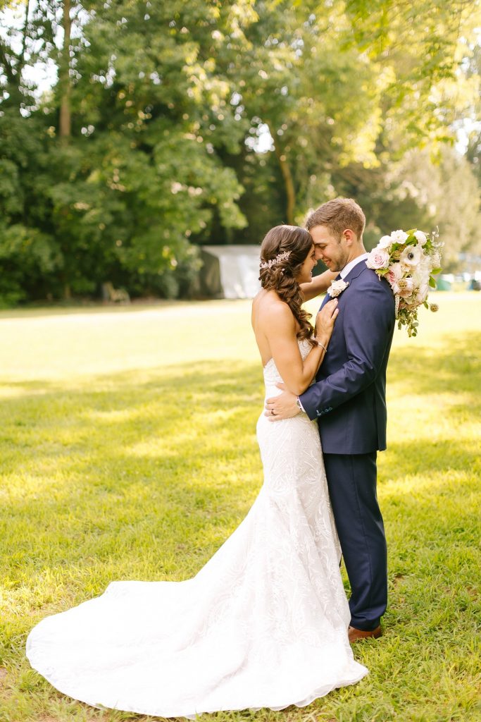 intimate wedding day portraits in backyard