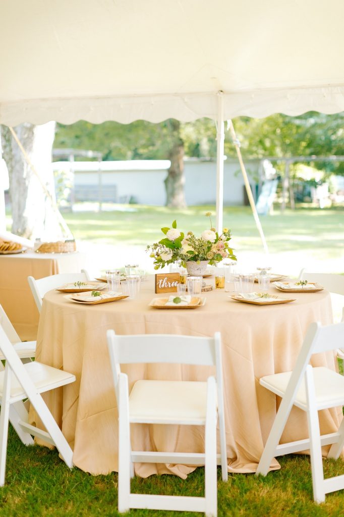 tented wedding reception for backyard wedding in Vineland New Jersey