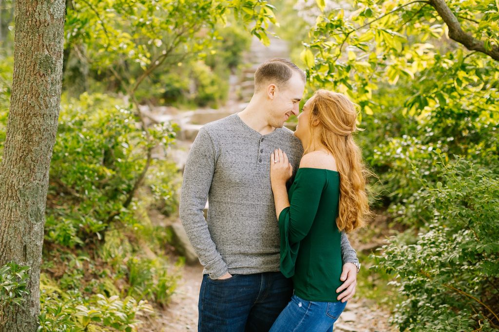 Pilot Mountain engagement session at sunrise